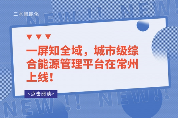 一屏知全域，城市級綜合能源管理平臺在常州上線！