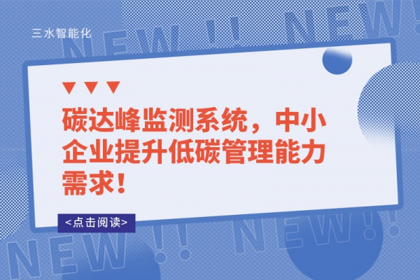 碳達(dá)峰監(jiān)測系統(tǒng)，中小企業(yè)提升低碳管理能力需求！